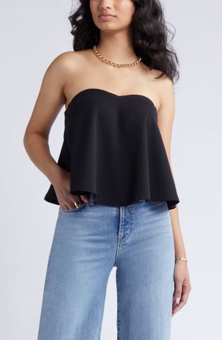 Open Edit + Strapless Sweetheart Neck Top