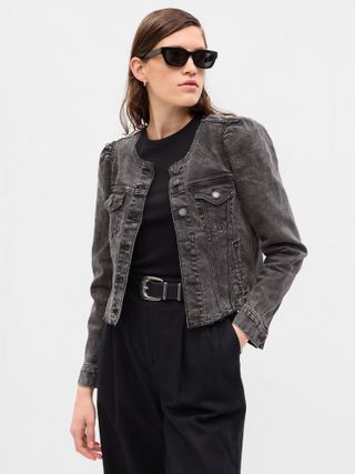 Gap + Puff Sleeve Denim Jacket with Washwell