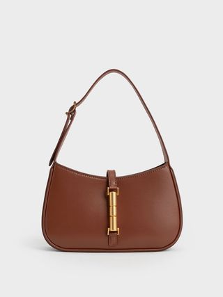 Charles 
Keith + Brown Cesia Metallic Accent Shoulder Bag