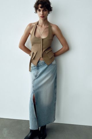 Zara + TRF Long Denim Skirt