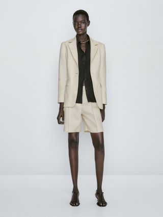 Massimo Dutti + Two-Button 100% Linen Suit Blazer