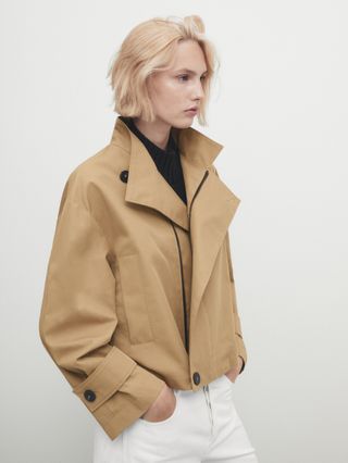 Massimo Dutti + Cropped Jacket with Contrast Detail