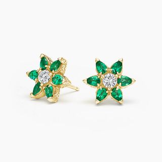 Logan Hollowell x Brilliant Earth + Flora Lab Emerald and Lab Diamond Earrings