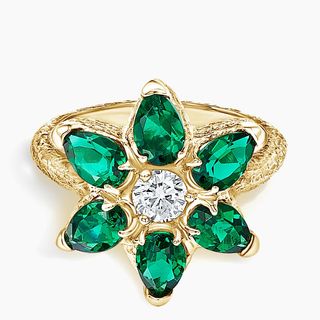 Logan Hollowell x Brilliant Earth + Flora Lab Emerald and Lab Diamond Ring