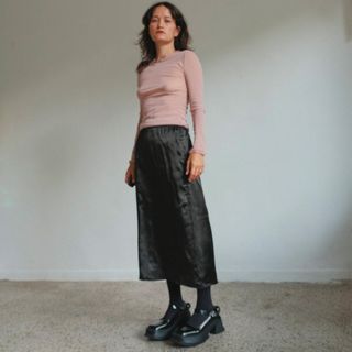 Etsy + Vintage Marni Black Silky Slip Skirt