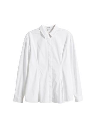 Nordstrom + Pleat Detail Cotton Poplin Button-Up Shirt
