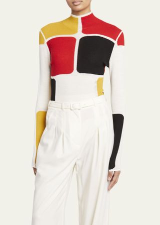 Gabriela Hearst + Antonia Colorblock Wool-Cashmere Bodysuit