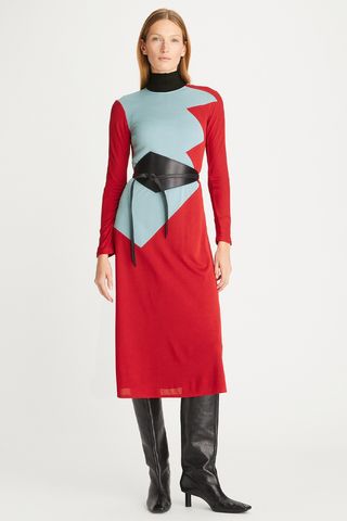 Tory Burch + Colorblock Honeycomb Jersey Dress