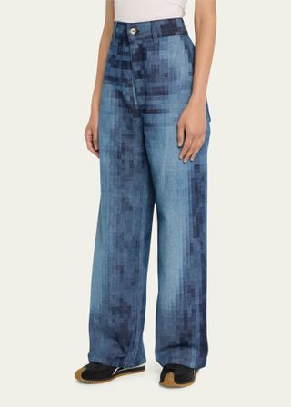 Loewe + Pixelated Baggy Jeans