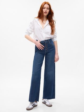 Gap + High Rise Stride Wide-Leg Ankle Jeans With Washwell