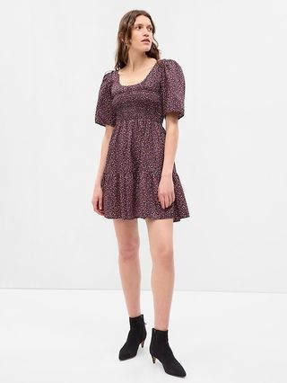 Gap + Puff Sleeve Smocked Mini Dress