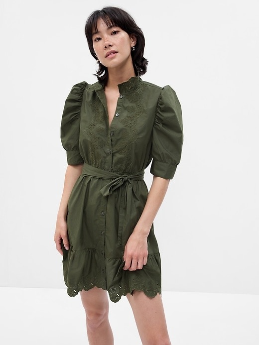 Gap + Puff Sleeve Eyelet Mini Dress