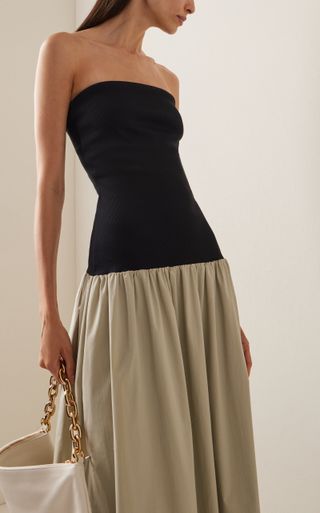 Anna Quan + Amyra Strapless Cotton-Blend Maxi Dress
