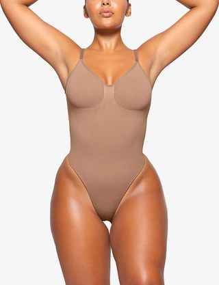 Skims + Seamless Sculpt Fitted Stretch-Woven Body