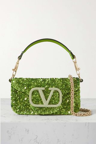Valentino Garavani + Locò Vlogo Small Embellished Leather Shoulder Bag