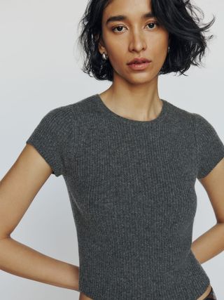 Reformation + Teo Cashmere Short Sleeve Sweater