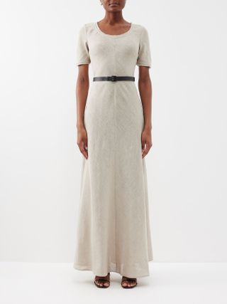 Staud + Alejandra Scoop-Neck Belted Linen Maxi Dress