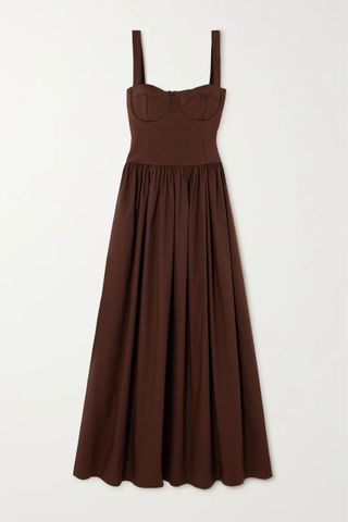 Esse Studios + + Net Sustain Knitted and Organic Cotton-Poplin Maxi Dress in Brown