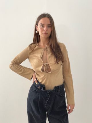 Curate & Rotate + Vintage Theory X Bergdorf Goodman Beige Top