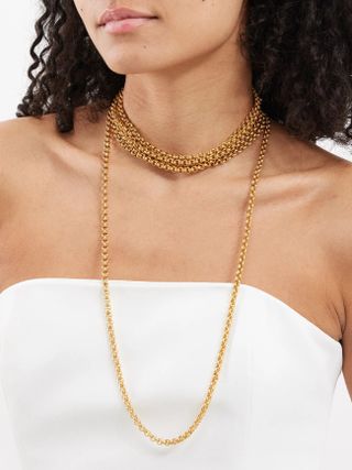 Timeless Pearly + Chain-Link 24kt Gold-Plated Wrap Necklace