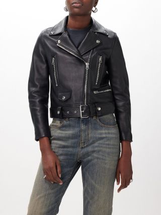 Acne Studios + Cropped Leather Biker Jacket