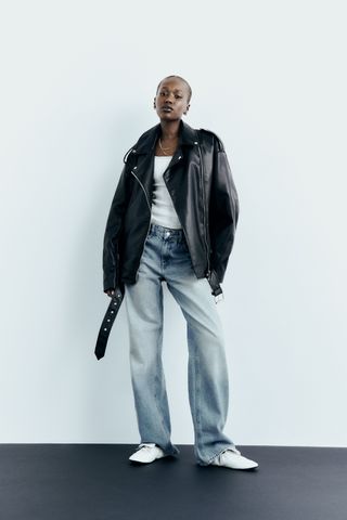 Zara + Oversized Faux Leather Jacket