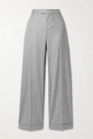 Brunello Cucinelli + Wool-Flannel Wide-Leg Pants