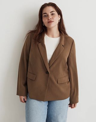Madewell + The Plus Dorset Crop Blazer in Easygoing Crepe