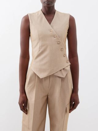 The Frankie Shop + Maesa Asymmetric Tailored Chambray Waistcoat