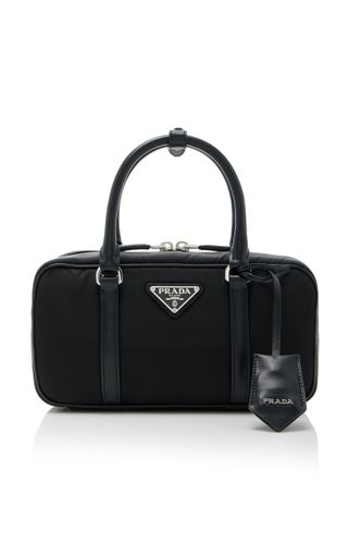 Prada + Bauletto Leather-Trimmed Re-Nylon Top Handle Bag