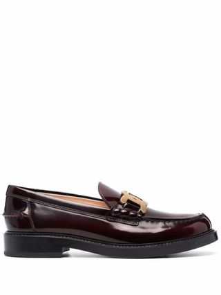 Tod's + Patent Leather Logo-Plaque Loafers