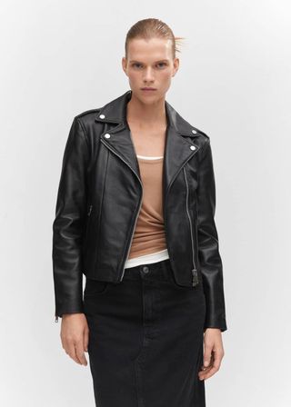Mango + Leather Biker Jacket