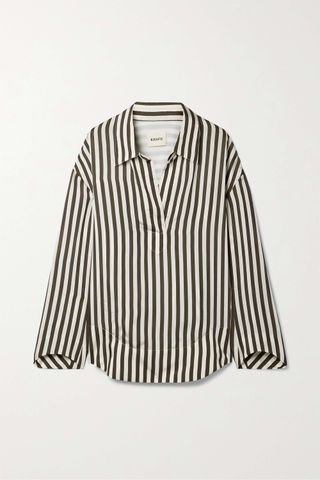 Khaite + Melan Striped Woven Shirt