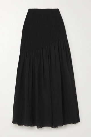 Gabriela Hearst + Maxwell Shirred Linen-Gauze Maxi Skirt