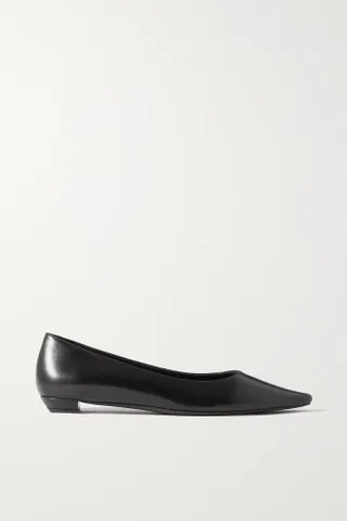 The Row + Claudette Leather Point-Toe Flats