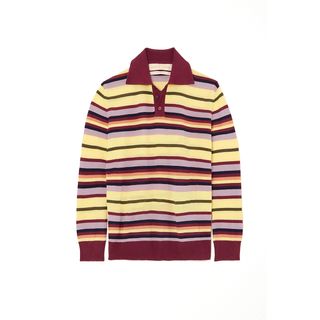 Lukhanyo Mdingi + Striped Wool and Silk-Blend Polo Sweater