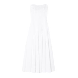 Beare Park + Strapless Pleated Cotton-Twill Maxi Dress