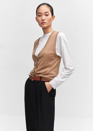 Mango + Fine-Knit Vest