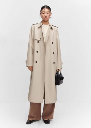 Mango + Waterproof Double Breasted Trench Coat