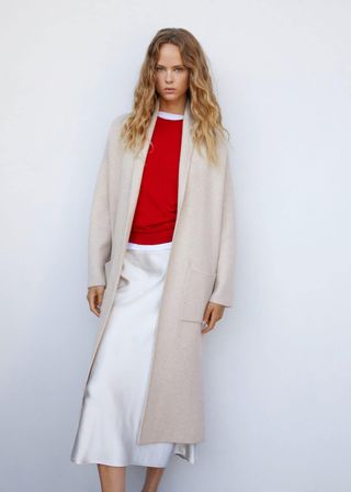 Mango + Oversized Knitted Coat With Pockets