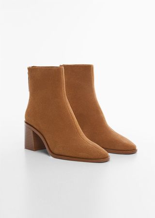 Mango + Geometric Heel Leather Ankle Boots - Women | Mango Usa
