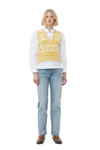 Ganni + Yellow Wool Mix Vest