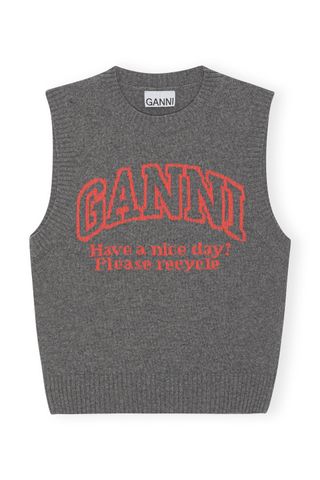 Ganni + Grey Graphic Vest