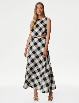 M&S Collection + Checked Maxi A-Line Skirt