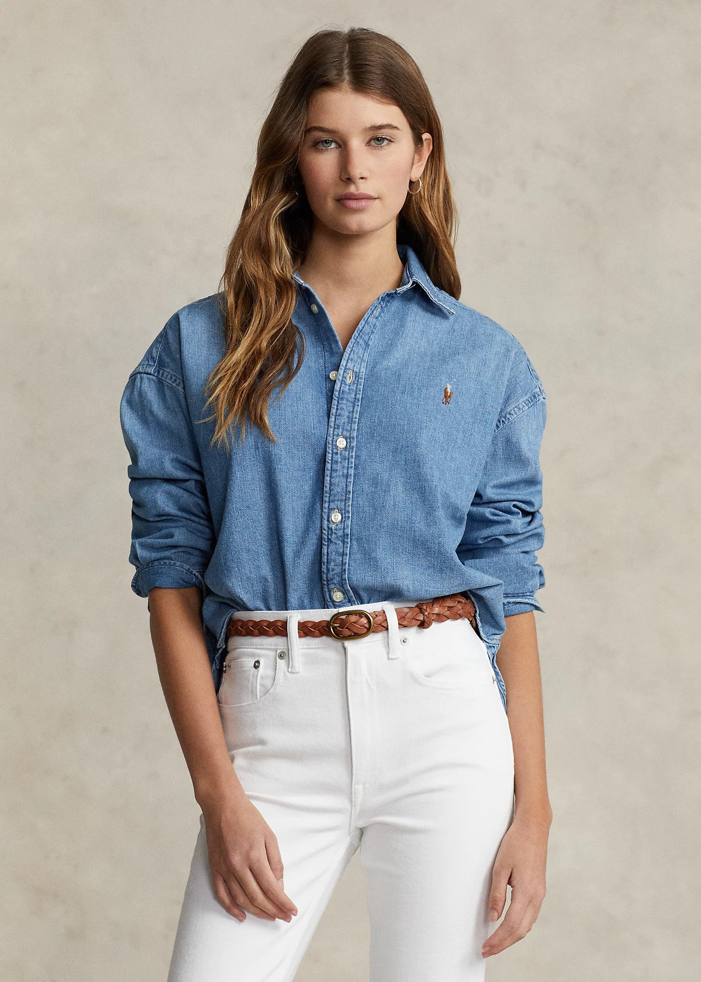 Polo Ralph Lauren + Wide Cropped Denim Shirt
