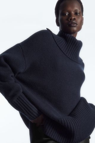 COS + Oversized Pure Cashmere Roll-Neck Jumper