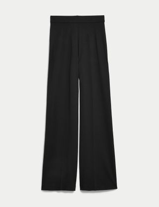 Marks & Spencer + Jersey Wide Leg Trousers With Stretch