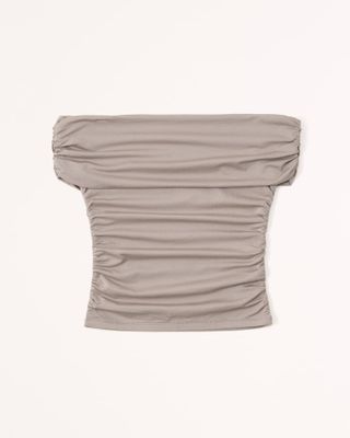 Abercrombie & Fitch + Cotton-Modal Ruched Off-the-Shoulder Top