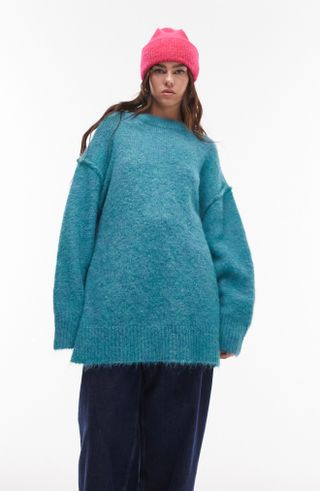 Topshop + Oversize Crewneck Sweater
