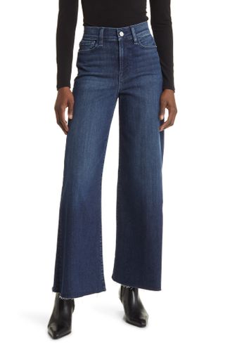 Frame + Le Palazzo Raw Hem High Waist Crop Wide Leg Jeans